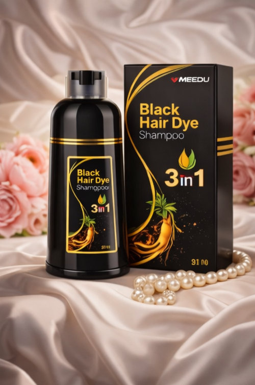 Champú Tinte Negro 3 en 1 – Cuidado Suave, Color Natural y Brillo Saludable