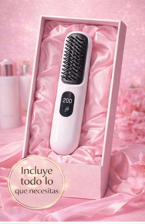 Cepillo Térmico Alisador 3-en-1 – Cabello Liso, Brillante y Sin Daño